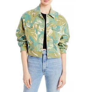 MOTHER Denim The Fly Away Jacket in Tropical Camo Green, Medium